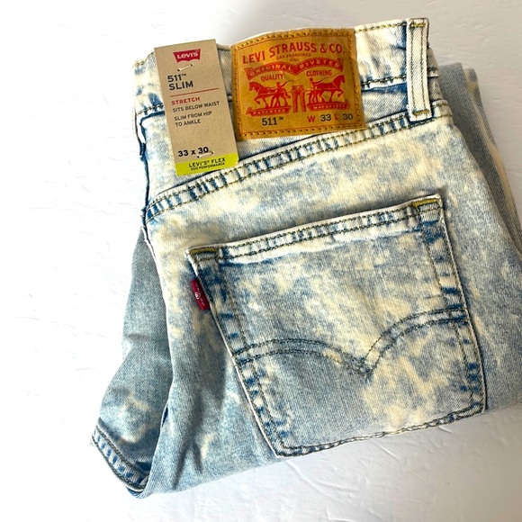 Levi's Other - Levi's 511 Slim Straight Acid Wash Light Blue Jeans